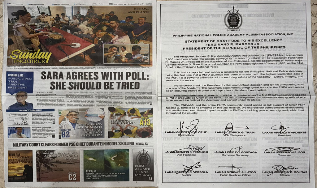 pnpaaai statement of gratitute to president marcos